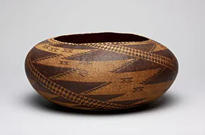 Basketry Prints: Twined Basketry Bowl, c. 1870 / 1900. Creator: Sally Burris