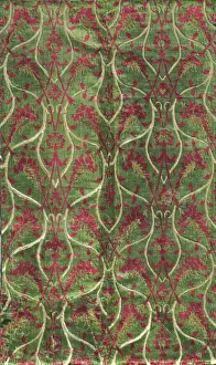 Brocaded Prints: Two-colour Velvet with Gold in a Double Curved Lattice Pattern