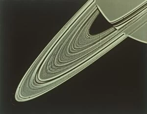 Nasa Collection: Two-image mosaic of Saturns Rings, seen from Voyager 1 spacecraft, 1980. Creator: NASA