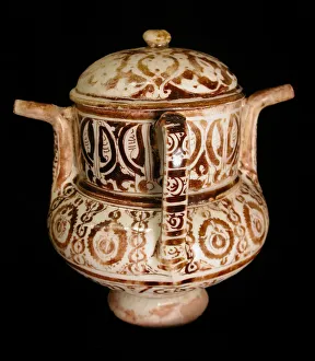Kufic Prints: Two-Spouted Vessel with a Lid, Syria or Iran, 12th century. Creator: Unknown