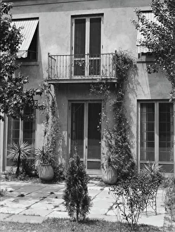 Patio Prints: Two-story house, New Orleans or Charleston