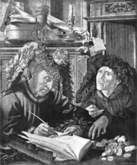 Low Countries Collection: 'Two Usurers';from the picture by Marius Van Romerswael, c. 1550. 1890. Creator: Unknown