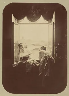 Andrei Osipovich Collection: [Two Young Women at Window], ca. 1870. Creator: Andrei Osipovich Karelin