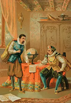 Paperwork Prints: Tycho Brahe and Johannes Kepler in the observatory in Prague, 1886. Creator: Unknown
