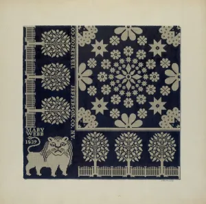 Animal Motif Prints: Tyler Coverlet, c. 1942. Creator: Merkley, Arthur G