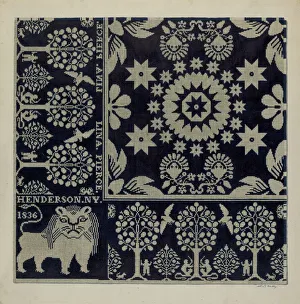 Tyler Coverlet (Section), 1935/1942. Creator: Merkley, Arthur G Tyler Coverlet (Section), 1935/1942. Creator: Merkley, Arthur G