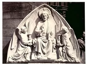 Albumen Print From Wet Collodion Negative Collection: Tympanum, Strasbourg Cathedral, c. 1863. Creator: Charles Marville (French, 1816-1879)