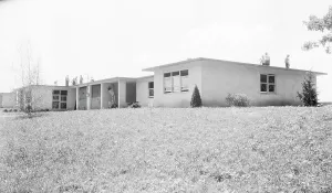 Bungalow Prints: Type house for two families...New Jersey, 1936. Creator: Dorothea Lange
