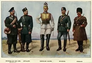 Dragoon Collection: Types of the Russian Army, 1919. Creator: Richard Simkin