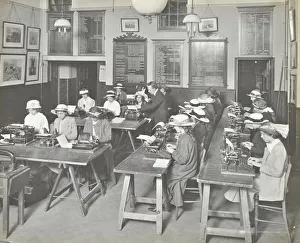 Typewriter Prints: Typewriting class for women, Blackheath Road Evening Institute, London, 1914