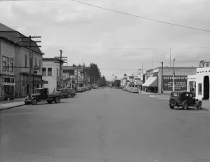 Main Street Prints: On U. S. 410, Elma, Grays Harbor County, Western Washington, 1939. Creator: Dorothea Lange