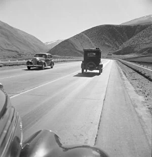 Travelling Collection: On U. S. 99. in Kern County on the Tehachapi Ridge, 1939. Creator: Dorothea Lange