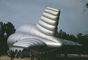 Palmer Alfred T Prints: U. S. Marine Corps, bedding down a big barrage balloon
