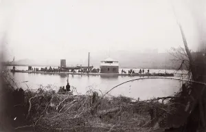 Brady Prints: U. S. Monitor Mahopac on the Appomattox River, 1864. Creator: Unknown