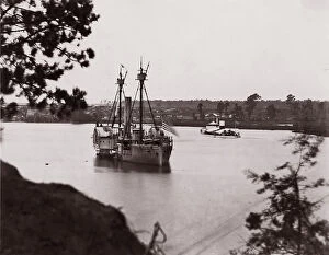Mathew B Collection: U. S. Monitor Saugus and Gunboat Mendota, Appomattox River