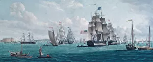 Breeze Gallery: The U. S. Ship Franklin, with a View of the Bay of New York, 1820s or 1830s. Creator