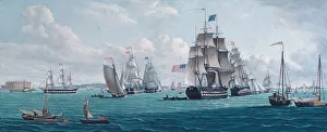 Breeze Gallery: The U. S. Ship Franklin, with a View of the Bay of New York, 1820s or 1830s. Creator