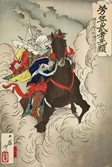 Feudal Prints: Uesugi Kenshin Nyudo Terutora Riding into Battle
