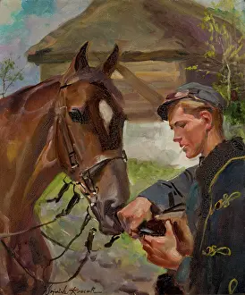 1925 Prints: Uhlan at a Horse, between 1925-1930. Creator: Wojciech Kossak