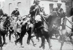 Transporting Prints: Uhlan prisoners at Guelzin, between c1914 and c1915. Creator: Bain News Service