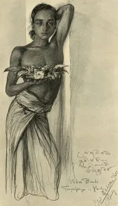 Lungi Prints: Ukku Banda, young man at a temple, Kandy, Ceylon, 1898. Creator: Christian Wilhelm Allers