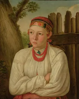 Beads Prints: Ukrainian Girl, around the mid-19th century. Creator: Unknown
