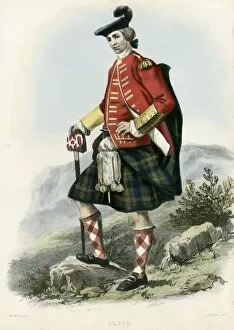 Basket Hilted Sword Gallery: Ulric, from The Clans of the Scottish Highlands, pub. 1845 (colour lithograph)