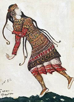 Nicholas Roerich Collection: Ultrafashionable lady. Costume design for the ballet The Rite of Spring (Le Sacre du Printemps)