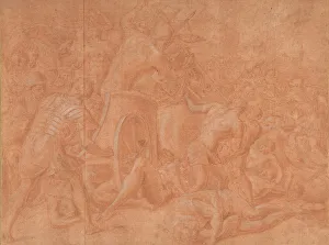 Francesco Primaticcio Collection: Ulysses and His Companions Fighting the Cicones Before the City of Ismaros, Study
