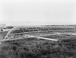 Kayak Prints: Umiak frame, Kotzebue, c1929. Creator: Edward Sheriff Curtis