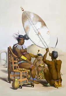 Zulu Gallery: Umpanda the King of the Amazulu, 1849. Artist: George French Angas