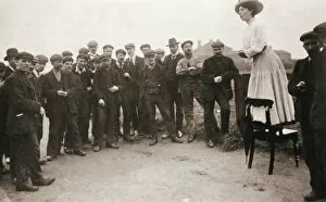 Campaigner Gallery: Una Dugdale, British suffragette, campaigning at the Newcastle by-election, September 1908