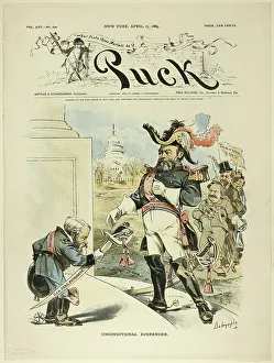Newsprint Prints: Unconditional Surrender, from Puck, published April 17, 1889. Creator: Louis Dalrymple