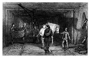Coal Wagon Gallery: Underground scene in a coal mine, 1860
