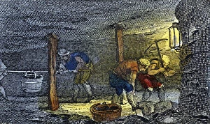 Basket Collection: Underground scene in a coal mine in the Newcastle-upon-Tyne area of England, 1823