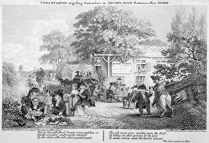 Merry Prints: Undertakers regaling themselves at Deaths Door, Battersea, London, 1801