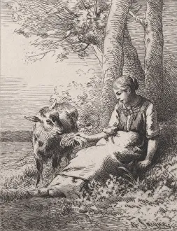 Goatherd Prints: Une Amitie, 1867. 1867. Creator: Charles Emile Jacque