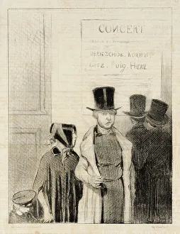 Cheap Prints: Une Annonce de concert, 1844. Creator: Honore Daumier