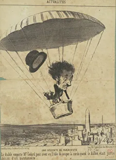 Descent Prints: Une Descente en parachute, 19th century. Creator: Honore Daumier
