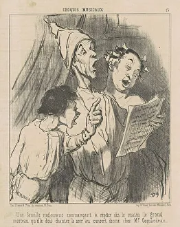Singers Prints: Une famille mélomane... 19th century. Creator: Honore Daumier
