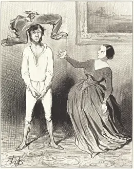 Power Prints: Une femme comme moi...remettre un bouton?... 1844. Creator: Honore Daumier