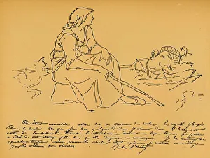 Jean Baptiste Joseph Prints: Une Gardeuse De Dindons, c19th century. Artist: M Breton