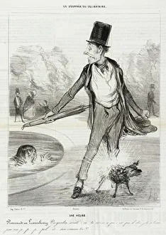 Ornamental Pond Prints: Une heure - Promenade au Luxembourg, 1839. Creator: Honore Daumier