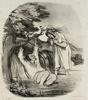 Pierre Prudhon Prints: Une Imitation bourgeois du Zéphir de Prudhon, 1847. Creator: Honore Daumier