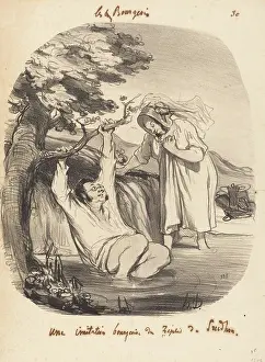 Paddling Prints: Une imitation bourgeoise du Zephir de Prudhon, 1847. Creator: Honore Daumier