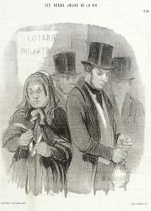 Ridiculous Prints: Une Loterie Philantropique. 1845. Creator: Honore Daumier