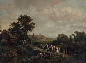 Marrying Prints: Une noce en procession, 1844. Creators: Eugène Louis Vasselin, Hippolyte Bellangé
