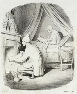 Division Of Labour Prints: Une nuit agitée, 1847. Creator: Honore Daumier