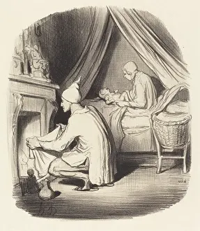 Family Life Prints: Une nuit agitee, 1847. Creator: Honore Daumier