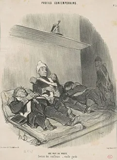 Bunk Prints: Une nuit au poste, 19th century. Creator: Honore Daumier